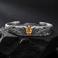 Adjustable 3D Eagle Bangle Bracelet with Natural Citrine (Sunela) Stone | 925 Sterling Silver