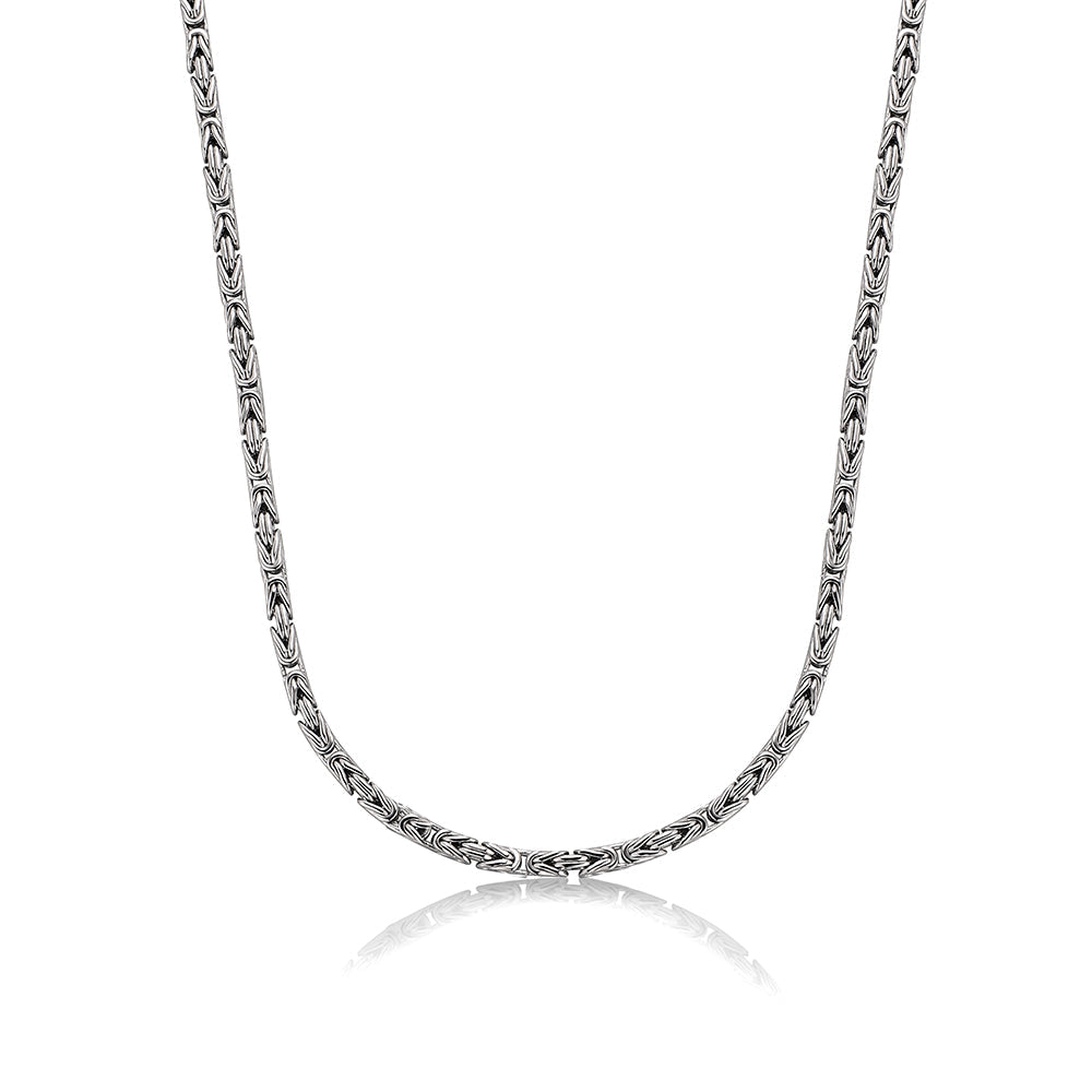 Solid 2.5mm Byzantine Link Chain | 925 Sterling Silver Chain | With Certificate of Authenticity and 925 Hallmark - caratsutra