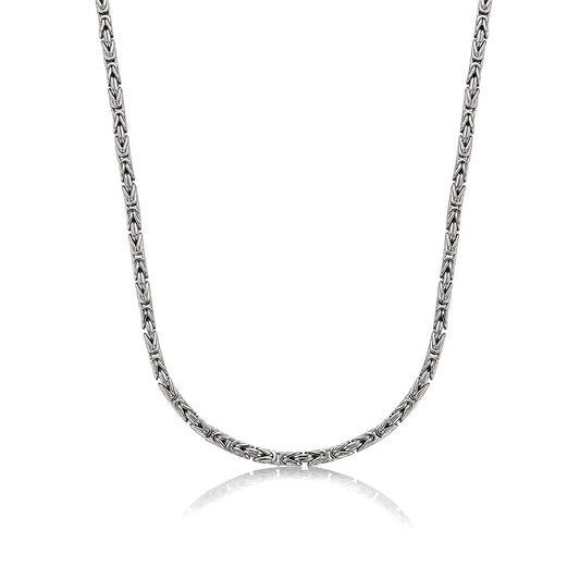 Solid 2.5mm Byzantine Link Chain | 925 Sterling Silver Chain | With Certificate of Authenticity and 925 Hallmark - caratsutra