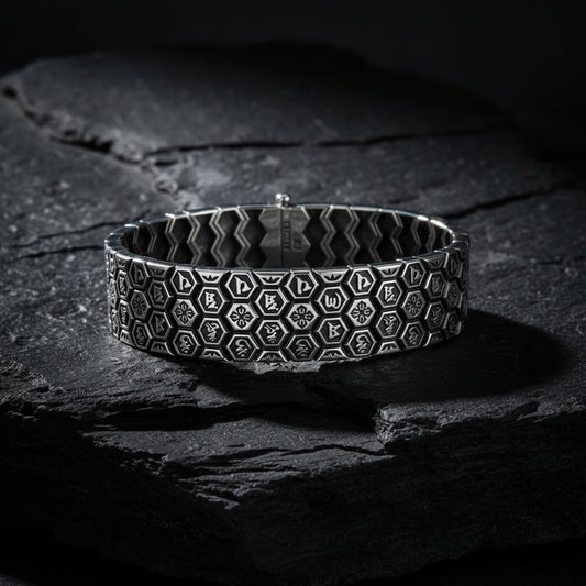 Vintage Hive Bracelet | 18mm Wide Solid | 925 Sterling Silver