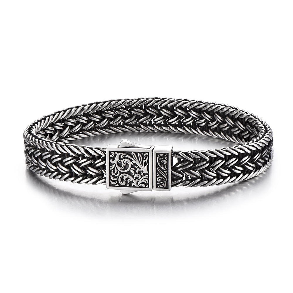RARE PRINCE by CARAT SUTRA | Classic Chain Ring Clasp Bracelet for Men | 925 Sterling Silver Bracelet