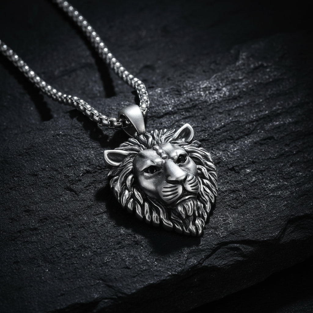 Vintage Lion Pendant for Men | 925 Sterling Silver Oxidized Pendant | Men's Jewelry (Copy)