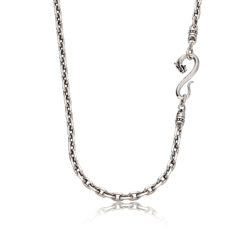RARE PRINCE by CARAT SUTRA | 3mm wide vintage Dragon Infinity link chain, Oxidised Finish | 925 Sterling Silver Chain | With Certificate of Authenticity and 925 Hallmark - caratsutra