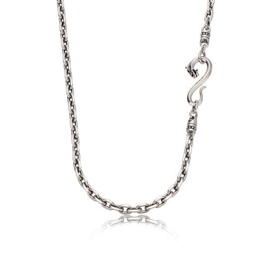 RARE PRINCE by CARAT SUTRA | 3mm wide vintage Dragon Infinity link chain, Oxidised Finish | 925 Sterling Silver Chain | With Certificate of Authenticity and 925 Hallmark - caratsutra
