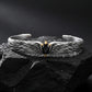 Adjustable 3D Eagle Bangle Bracelet with Natural Black Onyx Stone | 925 Sterling Silver