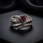 RARE PRINCE by CARAT SUTRA | Adjustable Unique Designed Snake Ring with 3ct Natural Burma Ruby | 925 Sterling Silver Oxidized Ring - caratsutra