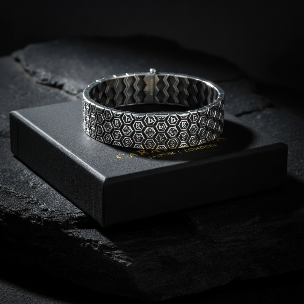 Vintage Hive Bracelet | 18mm Wide Solid | 925 Sterling Silver