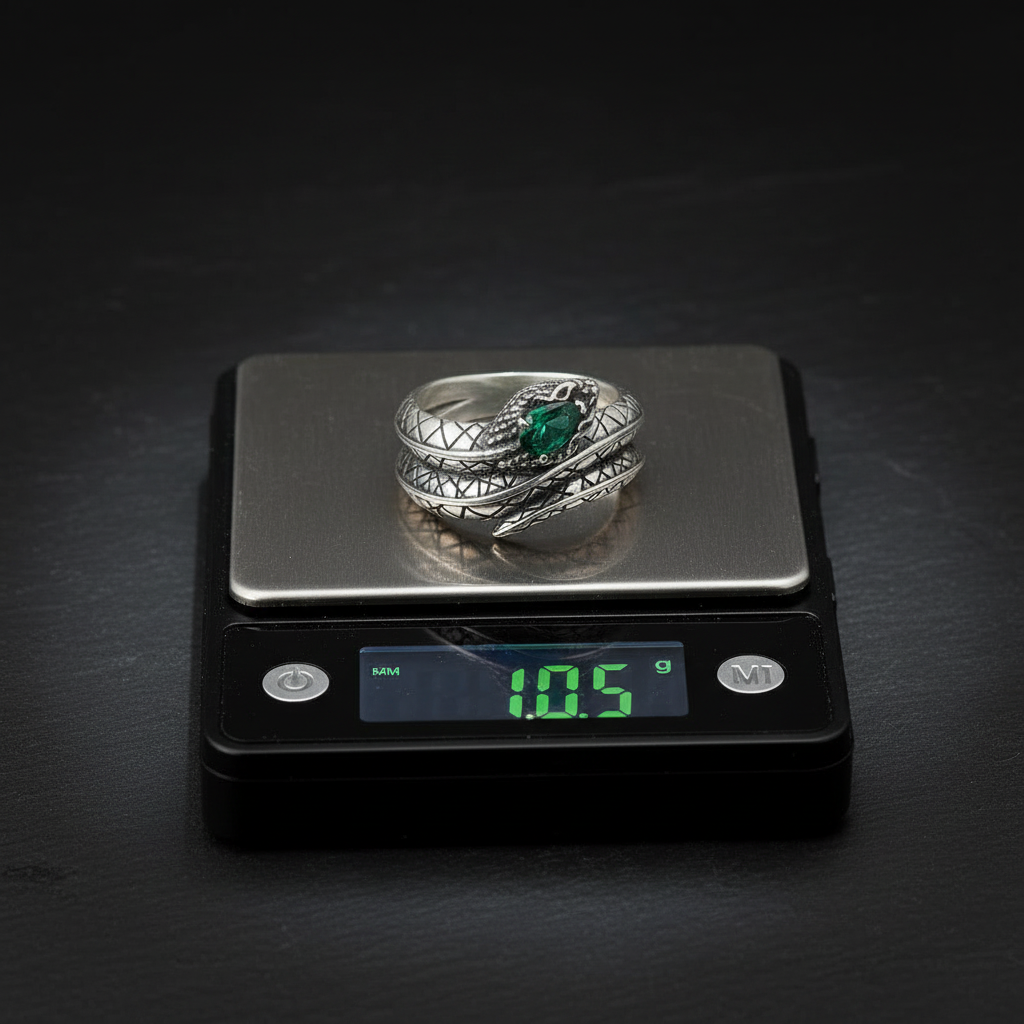 RARE PRINCE by CARAT SUTRA | Adjustable Unique Designed Snake Ring with Natural Emerald | 925 Sterling Silver Oxidized Ring | With Certificate of Authenticity and 925 Hallmark