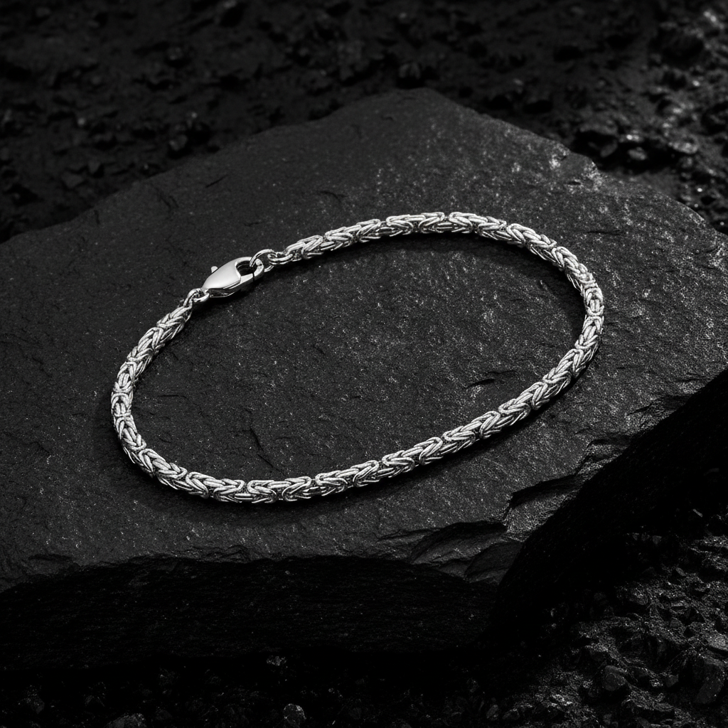 2.5mm Byzantine Oxidized Bracelet | 925 Sterling Silver Bracelet | With Certificate of Authenticity and 925 Hallmark