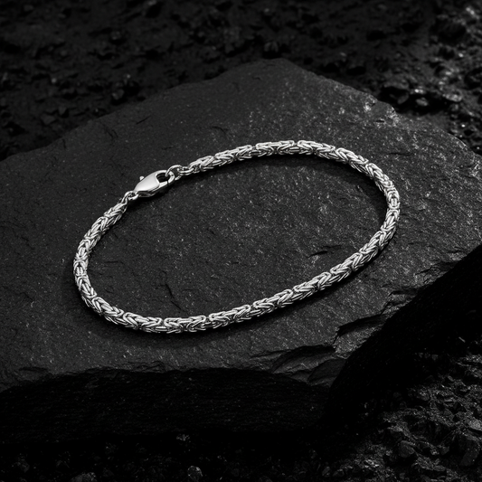 2.5mm Byzantine Oxidized Bracelet | 925 Sterling Silver Bracelet | With Certificate of Authenticity and 925 Hallmark - caratsutra