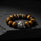 Vintage Oxidized Tiger Face Tiger Eye Beads Bracelet | 925 Sterling Silver