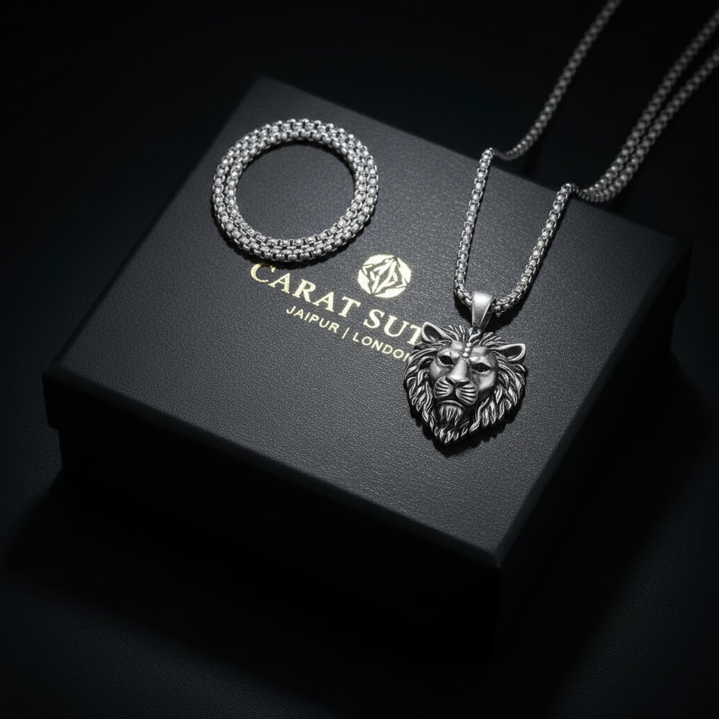 Vintage Lion Pendant for Men | 925 Sterling Silver Oxidized Pendant | Men's Jewelry (Copy)