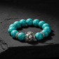 Vintage Oxidized Tiger Face Irani Turquoise Beads Bracelet | 925 Sterling Silver