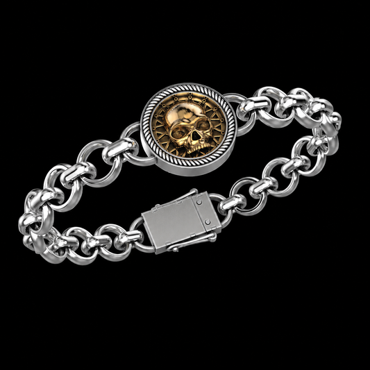 RARE PRINCE by CARAT SUTRA | Unique Designed Skull Bracelet for Men | Biker Bracelet for Men | 925 Sterling Silver Bracelet | Men's Jewelry | With Certificate of Authenticity and 925 Hallmark - caratsutra