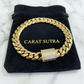 RARE PRINCE by CARAT SUTRA | Solid 14mm Miami Cuban Link Bracelet with Iced Lock | 22kt Gold Micron Plated on 925 Sterling Silver Bracelet with AAA+ Quality Swarovski Diamonds | Men's Jewelry | With Certificate of Authenticity and 925 Hallmark - caratsutra