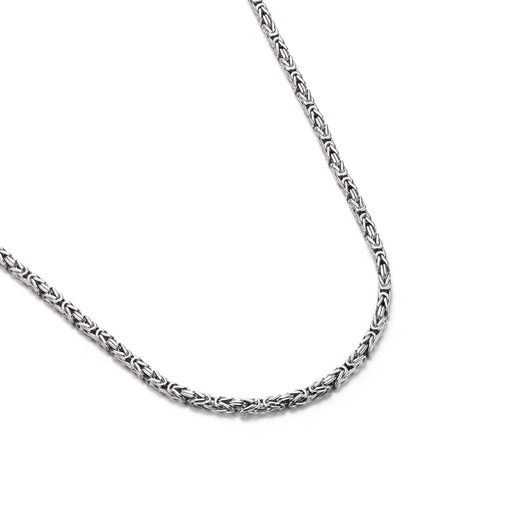 Solid 2.5mm Byzantine Link Chain | 925 Sterling Silver Chain | With Certificate of Authenticity and 925 Hallmark - caratsutra