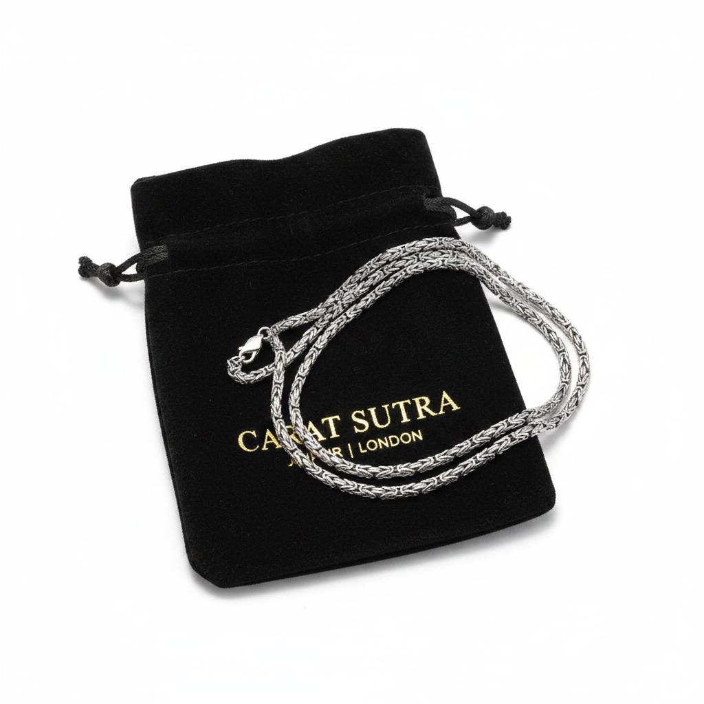 Solid 2.5mm Byzantine Link Chain | 925 Sterling Silver Chain | With Certificate of Authenticity and 925 Hallmark - caratsutra