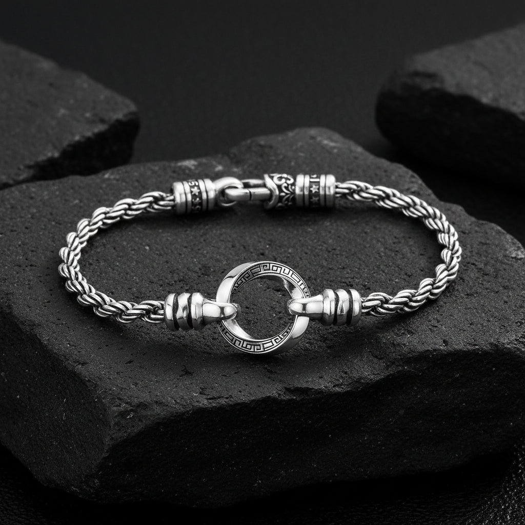 3.5mm Hoop Rope Bracelet | 925 Sterling Silver Bracelet, studded | With Certificate of Authenticity and 925 Hallmark