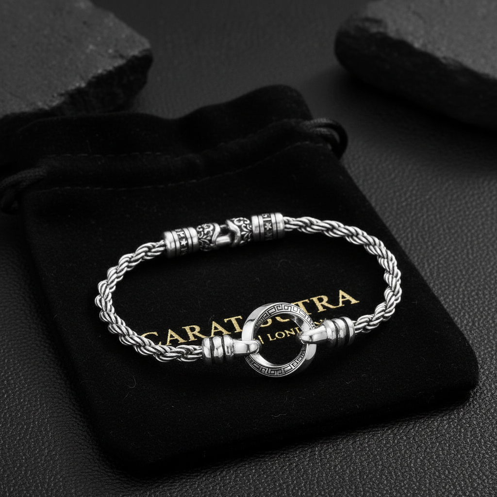 3.5mm Hoop Rope Bracelet | 925 Sterling Silver Bracelet, studded | With Certificate of Authenticity and 925 Hallmark