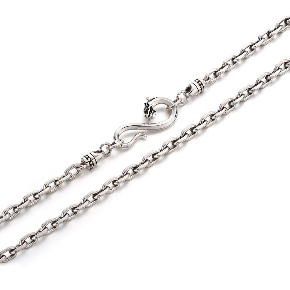 RARE PRINCE by CARAT SUTRA | 3mm wide vintage Dragon Infinity link chain, Oxidised Finish | 925 Sterling Silver Chain | With Certificate of Authenticity and 925 Hallmark - caratsutra