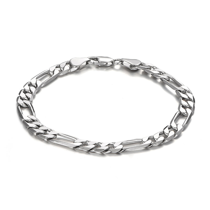 7mm Figaro Chain Bracelet | 925 Sterling Silver Bracelet | With Certificate of Authenticity and 925 Hallmark