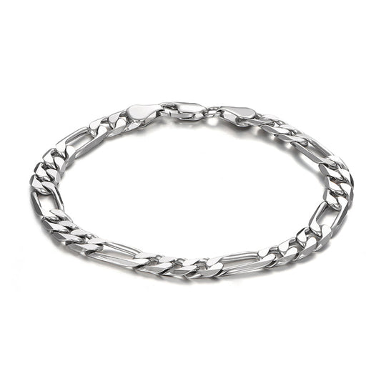 7mm Figaro Chain Bracelet | 925 Sterling Silver Bracelet | With Certificate of Authenticity and 925 Hallmark - caratsutra