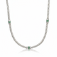 RARE PRINCE by CARAT SUTRA | Minimalist Solid 4mm Cuban Link Chain studded with Natural Emeralds | 925 Sterling Silver Chain | With Certificate of Authenticity and 925 Hallmark