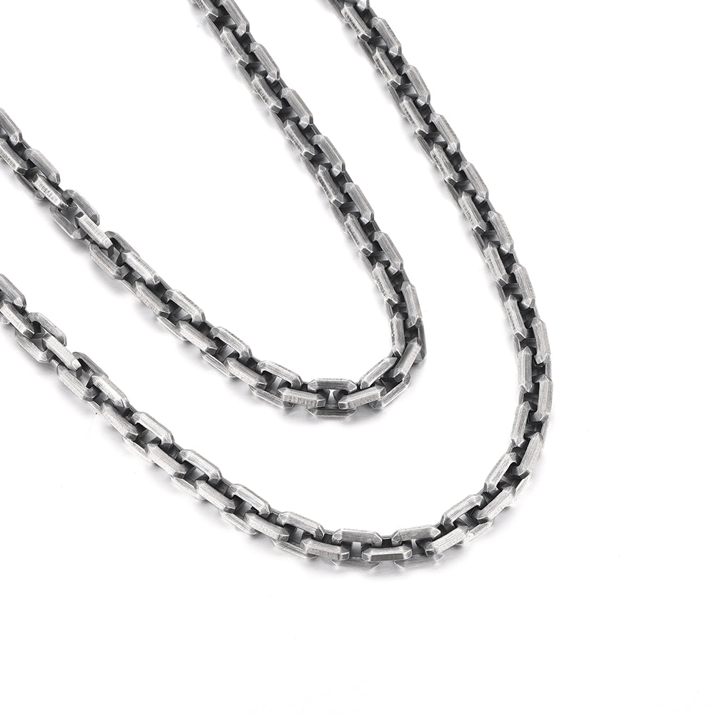 RARE PRINCE by CARAT SUTRA | Matt Finish, 6mm Wide Oxidised Elongated link Chain | 925 Sterling Silver Chain | With Certificate of Authenticity and 925 Hallmark