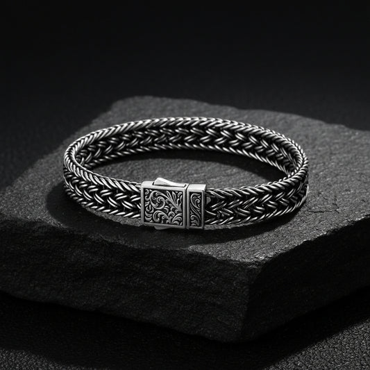 RARE PRINCE by CARAT SUTRA | Classic Chain Ring Clasp Bracelet for Men | 925 Sterling Silver Bracelet
