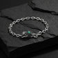 Adjustable 3D Snake Bangle Bracelet with Natural Emerald Stone Eyes | 925 Sterling Silver