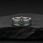 Vintage Celtic Knot Band studded with 4 Marquise Shaped Natural Emerald, Oxidized Sterling Silver 925 Ring