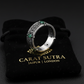 Vintage Celtic Knot Band studded with 4 Marquise Shaped Natural Emerald, Oxidized Sterling Silver 925 Ring