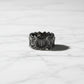 Black Rhodium coated, Armour Silver Band | 925 Sterling Silver Ring, studded with Black Swarovski stones