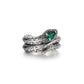RARE PRINCE by CARAT SUTRA | Adjustable Unique Designed Snake Ring with Natural Emerald | 925 Sterling Silver Oxidized Ring | With Certificate of Authenticity and 925 Hallmark