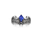 RARE PRINCE by CARAT SUTRA | Exclusive Adjustable Feather Band studded with Natural Blue Sapphire, Oxidized Sterling Silver 925 Ring | With Certificate of Authenticity and 925 Hallmark