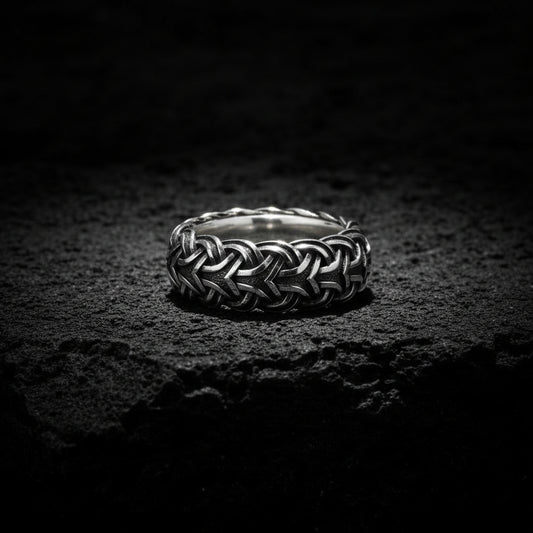 Braided Wheat Designed Solid Band Ring | 925 Sterling Silver Oxidized Ring