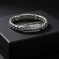 14mm Wide Solid Cuban - Armor Bracelet Studded with Swarovski Diamond | 925 Sterling Silver