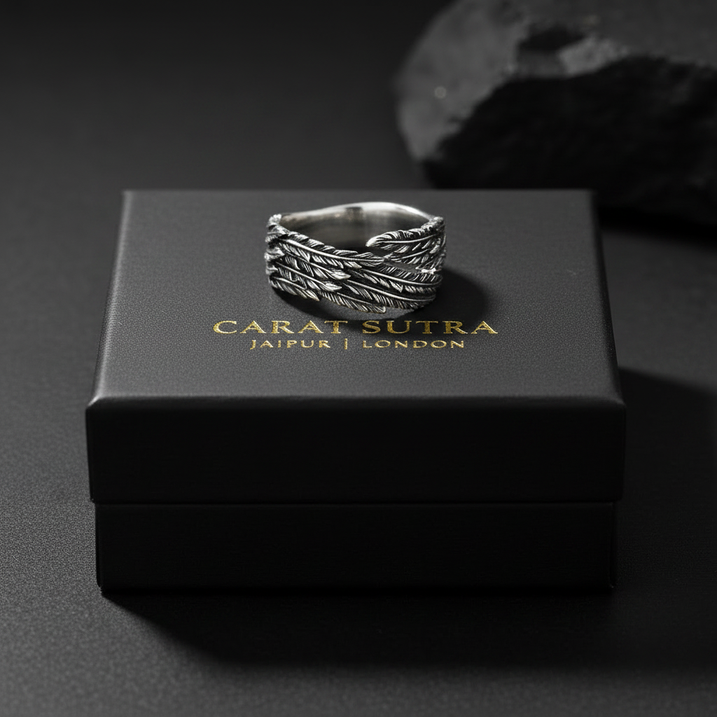 Minimalist Feather Style Band Ring | Oxidized Sterling Silver 925 Ring