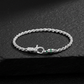 3.5mm IRIS Rope Bracelet | 925 Sterling Silver Bracelet, studded with Real mini Emeralds | With Certificate of Authenticity and 925 Hallmark