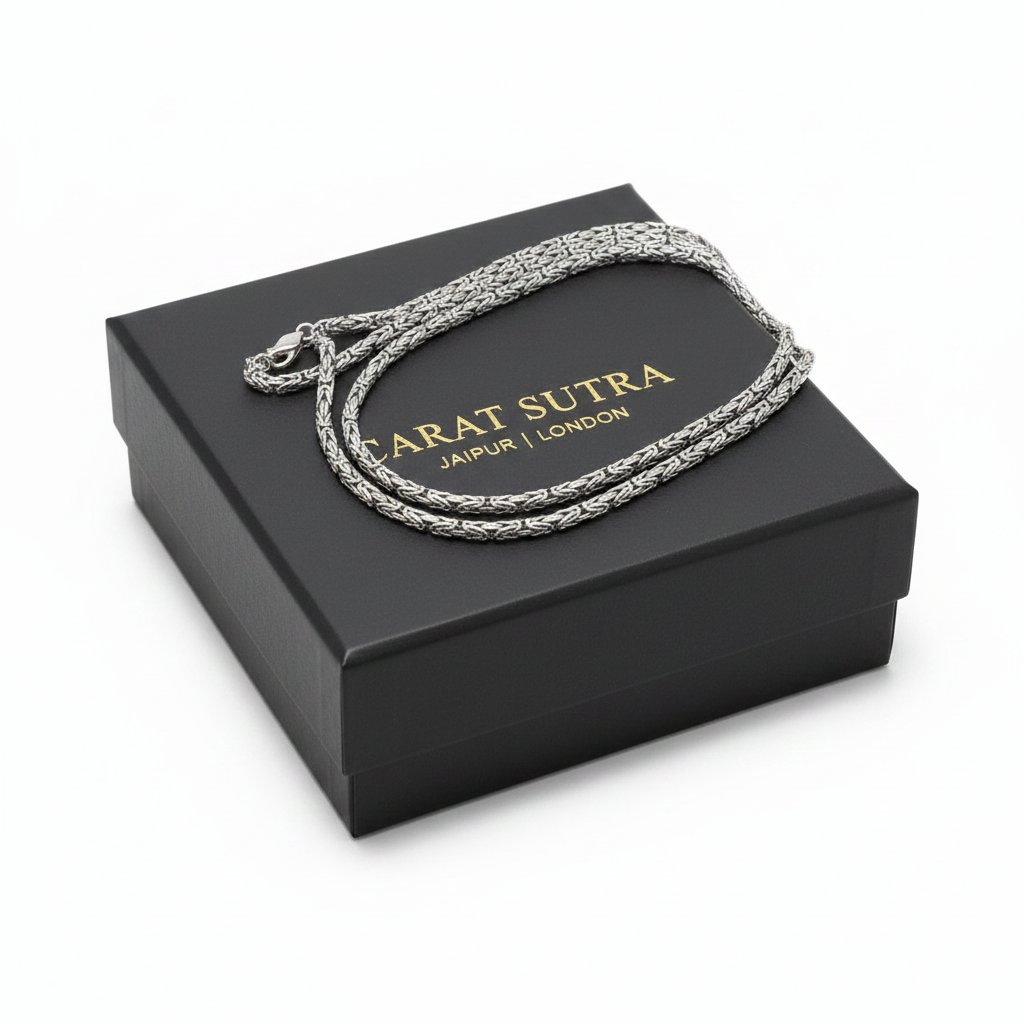 Solid 2.5mm Byzantine Link Chain | 925 Sterling Silver Chain | With Certificate of Authenticity and 925 Hallmark - caratsutra
