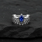 RARE PRINCE by CARAT SUTRA | Exclusive Adjustable Feather Band studded with Natural Blue Sapphire, Oxidized Sterling Silver 925 Ring | With Certificate of Authenticity and 925 Hallmark