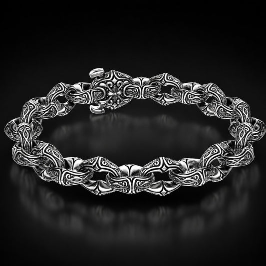 RARE PRINCE by CARAT SUTRA | Unique Real Biker Bracelet for Men | 925 Sterling Silver Bracelet | Men's Jewelry | With Certificate of Authenticity and 925 Hallmark - caratsutra