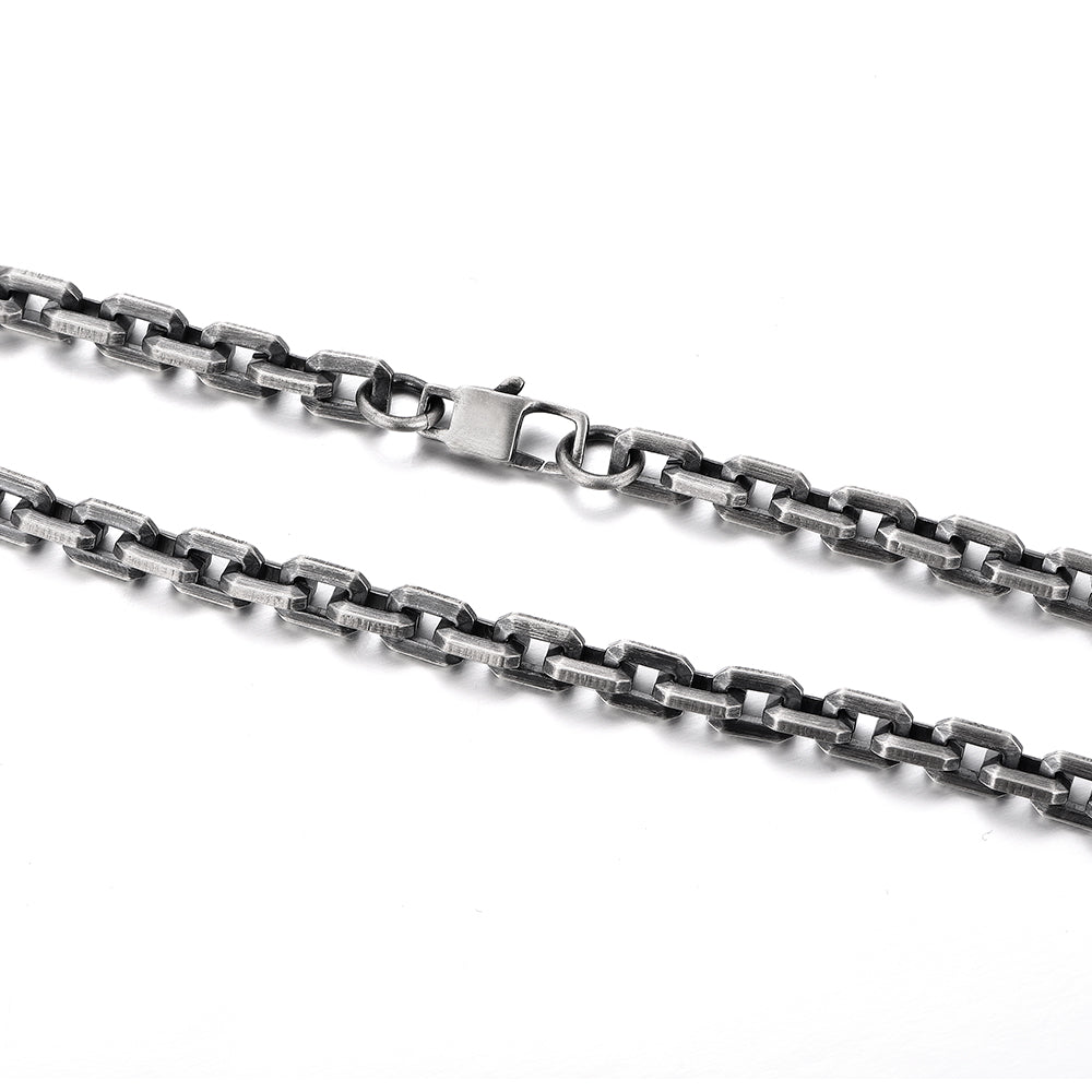 RARE PRINCE by CARAT SUTRA | Matt Finish, 6mm Wide Oxidised Elongated link Chain | 925 Sterling Silver Chain | With Certificate of Authenticity and 925 Hallmark
