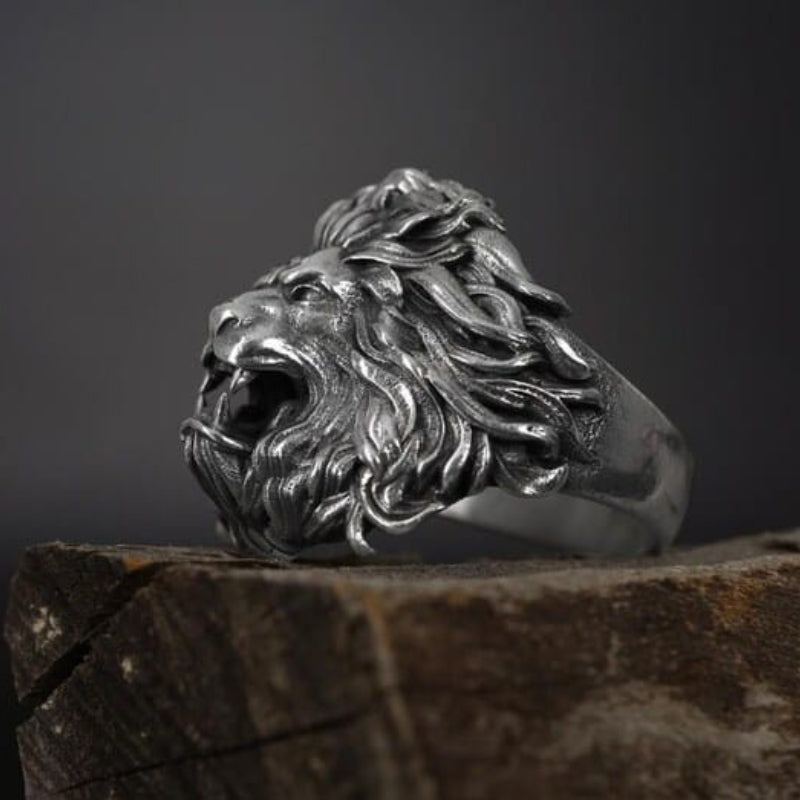 RARE PRINCE by CARAT SUTRA | Unique Designed Ferocious Lion Ring | 925 Sterling Silver Oxidized Ring | Men's Jewelry | With Certificate of Authenticity and 925 Hallmark - caratsutra