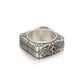 Square Emblem Silver Band | 925 Sterling, studded with Original Ruby