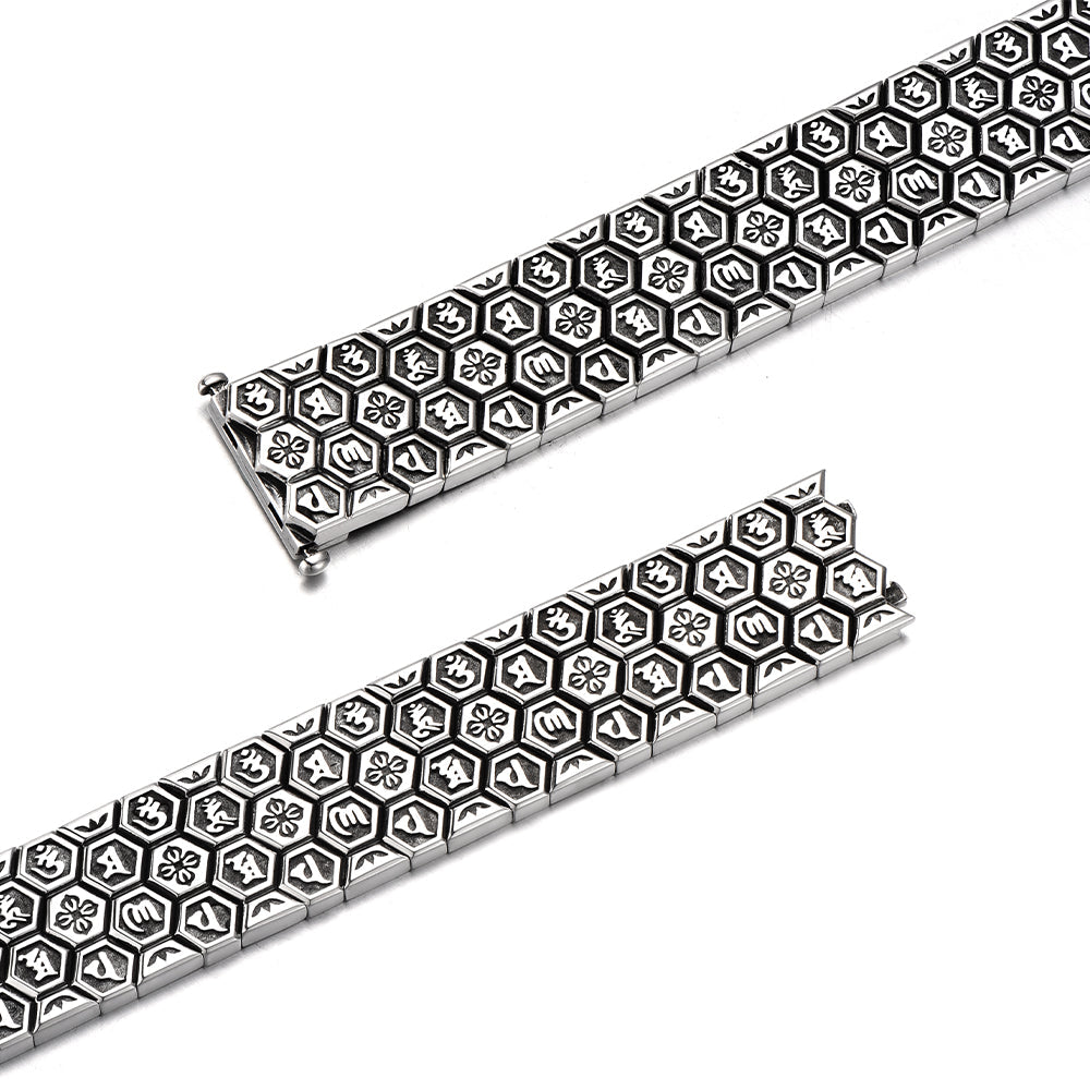 Vintage Hive Bracelet | 18mm Wide Solid | 925 Sterling Silver