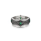 Vintage Celtic Knot Band studded with 4 Marquise Shaped Natural Emerald, Oxidized Sterling Silver 925 Ring