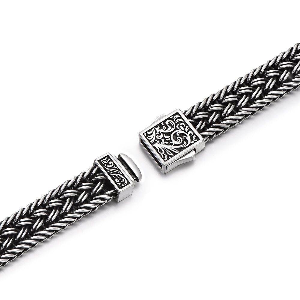 RARE PRINCE by CARAT SUTRA | Classic Chain Ring Clasp Bracelet for Men | 925 Sterling Silver Bracelet