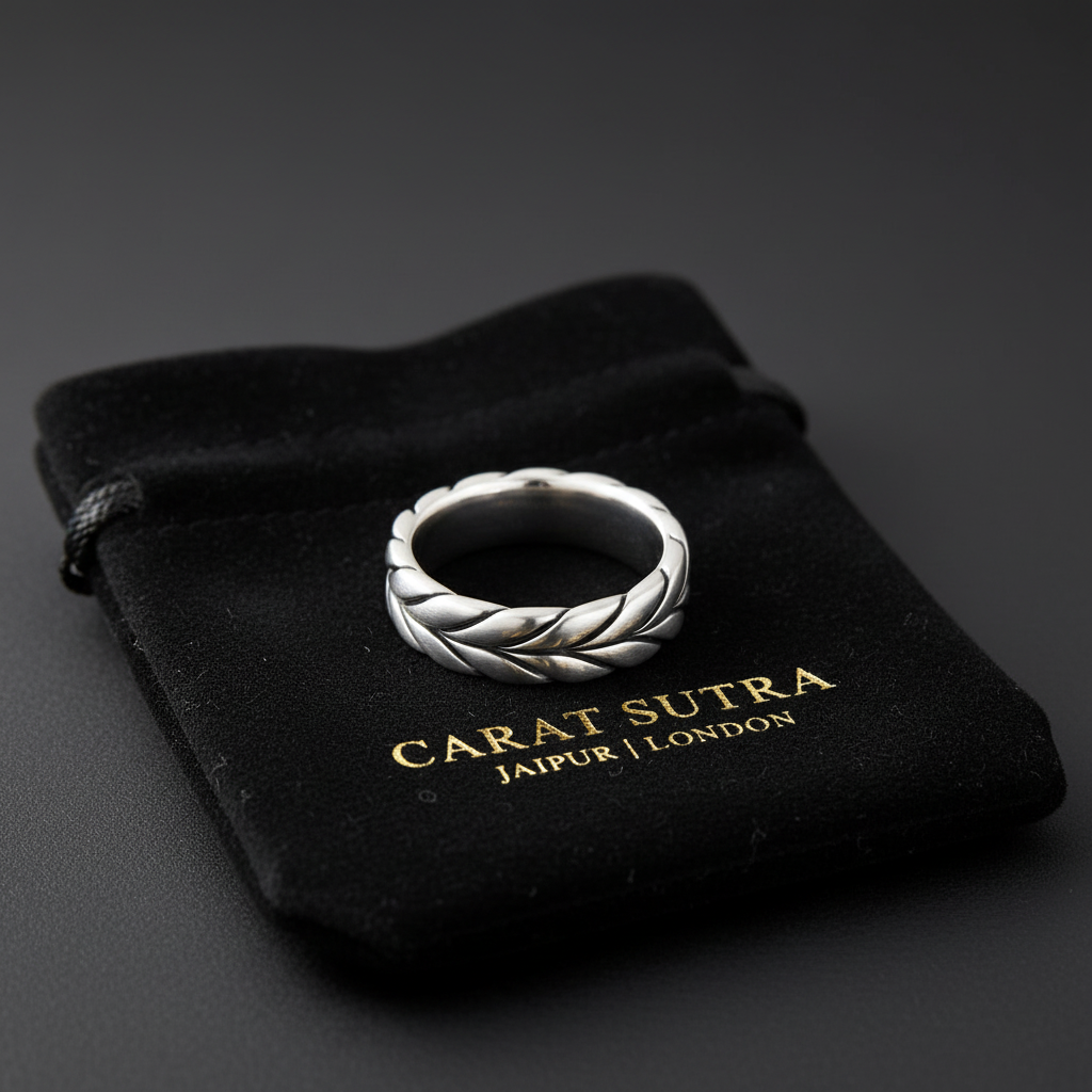 5mm wide Matt Finish Curved Cuban link Band Ring, Sterling Silver 925 Ring