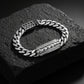 14mm Wide Solid Cuban - Armor Bracelet Studded with Swarovski Diamond | 925 Sterling Silver